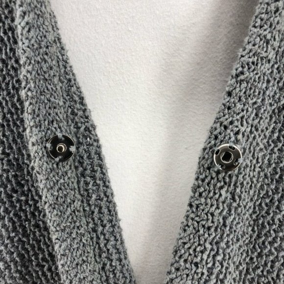 Free People Gray Cotton-Rayon Blend Snap Button Closure Knit Cardigan - Picture 3 of 10